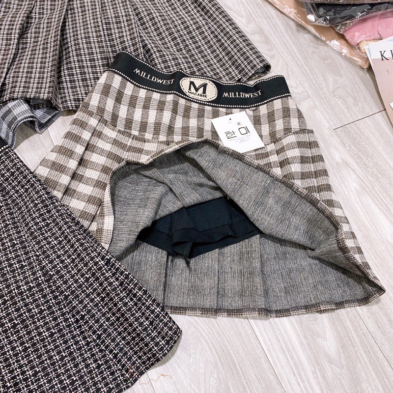 Chân váy xếp ly chất dạ dày dặn có quần trong, Chân váy dạ dáng xòe cạp chun CV1522 - NhiNhi Shop | BigBuy360 - bigbuy360.vn