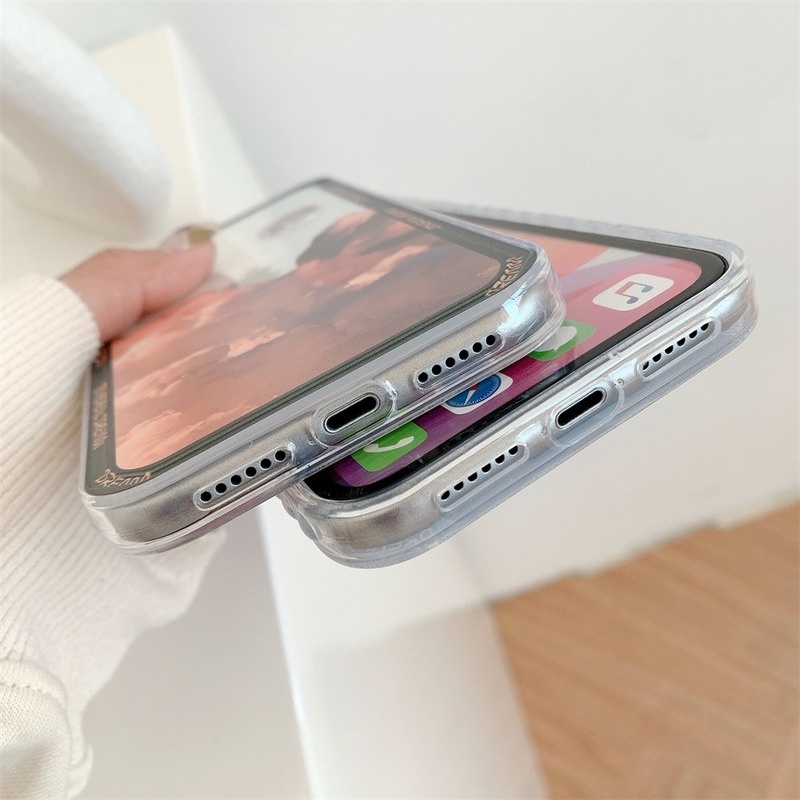 Ốp Điện Thoại Mềm Chống Sốc Họa Tiết Đám Mây Và Mặt Trăng Phong Cách Retro Cho iPhone 13 11 12 Pro Max X XR XS 7 8 Plus