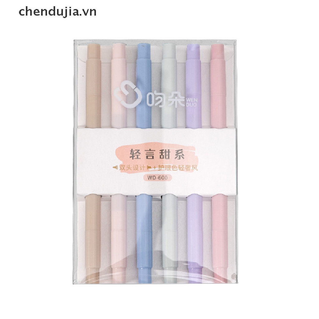 Set 6 Bút Đánh Dấu Manga Hai Đầu Màu Kẹo Ngọt Kiểu Dáng Đáng Yêu