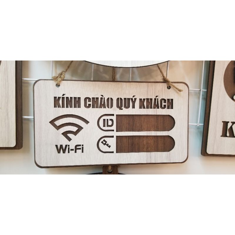 Bảng gỗ Wifi password treo tường Decor