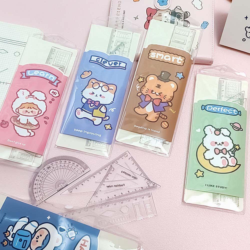 Thước Thẳng Bằng Nhựa Trong Suốt Họa Tiết Hoạt Hình Dùng Trong Trường Học