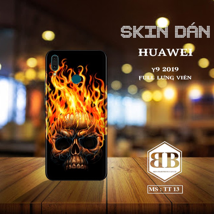 Bộ Skin Dán 3M Huawei Y9 2019 dán full lưng viền dùng thay ốp lưng điện thoại hình tử thần sống động