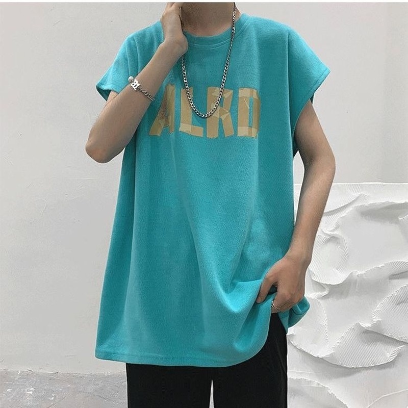 Áo Thun Ba Lỗ Dáng Rộng In Chữ Kiểu Hồng Kông Thời Trang Mùa Hè Cho Nam