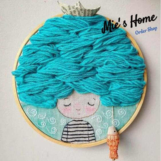 DIY Bộ kit tự thêu tranh cô gái đáng yêu-làm tóc cho cô gái -tự thêu trang trí nhà cửa Decor Handmade - MEO Shop | BigBuy360 - bigbuy360.vn