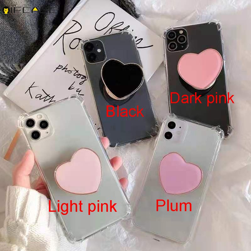 Samsung Galaxy S21 S21+ S20 Ultra FE S20+ Note 20 10 10+ Plus Ultra A50 A50S A30S Phone Case Love Heart Holder Stand  Transparent Clear Simple Soft Casing Cases Case Cover