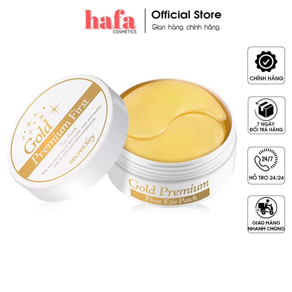 Mặt nạ dưỡng sáng da, ngăn ngừa lão hoá vùng da mắt Secret Key 24K Gold Premium First Eye Patch (60 miếng)