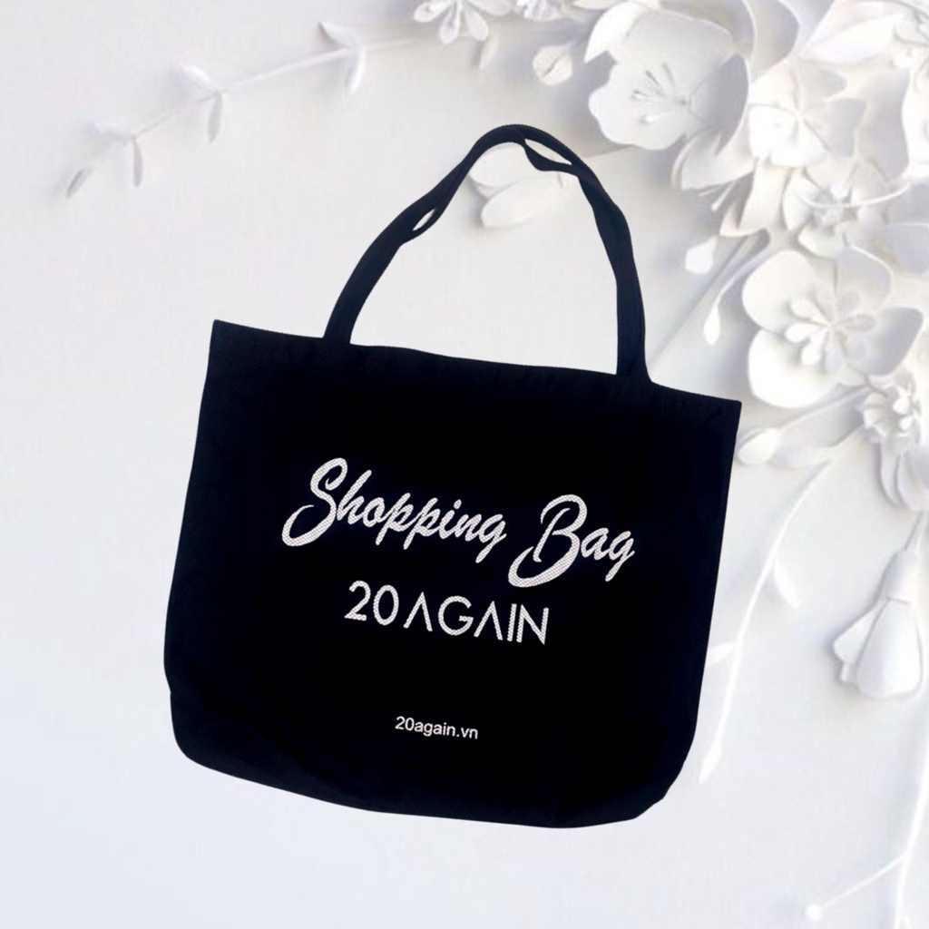 Túi vải lưới 20AGAIN Phong Cách Hàn Quốc chữ SHOPPING BAG PXA005