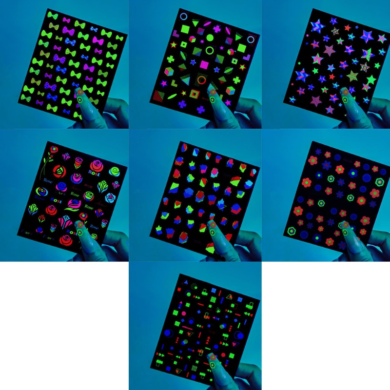 Đề Can Họa Tiết Hình Học 3D Màu Sắc Dạ Quang Tự Dính Trang Trí Móng Nghệ Thuật Cho Nữ