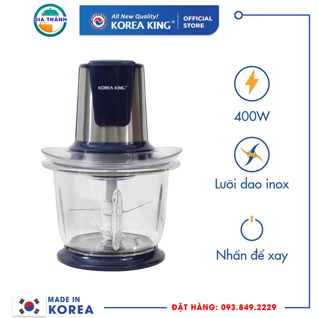 Máy xay thịt 1Lit, 1.5Lit Công suất 400w Chính hãng Korea King, Xay đa năng mọi loại thịt, gia vị hành tỏi ớt.