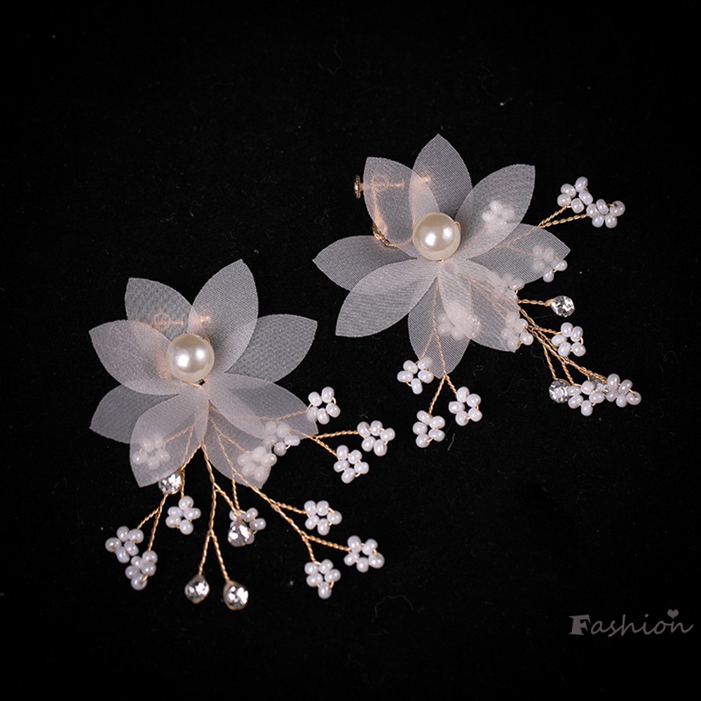 Set Cài Tóc + Bông Tai Mềm Mại Đính Ngọc Trai Nhân Tạo Dành Cho Cô Dâu