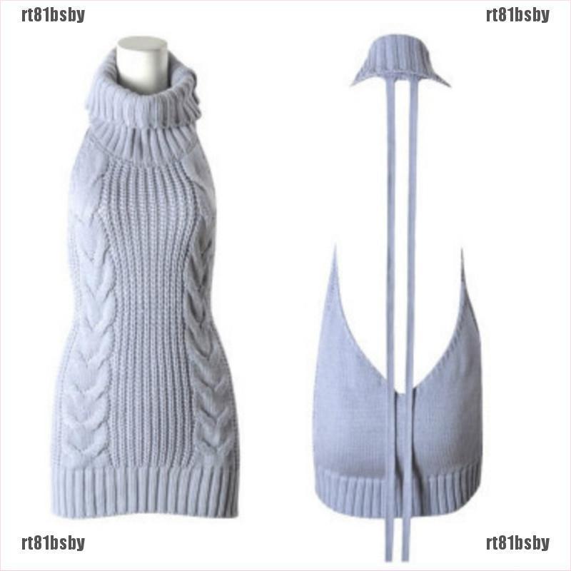 Áo Sweater Dệt Kim Sát Nách Hở Lưng Hóa Trang Anime Gợi Cảm Cho Nữ rt81bsby