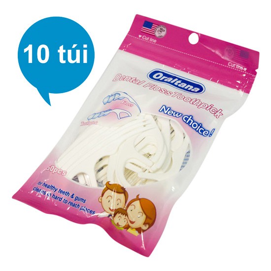 Combo 10 Túi Tăm Chỉ Nha Khoa Oraltana 500 cái (hàng Chính hãng)