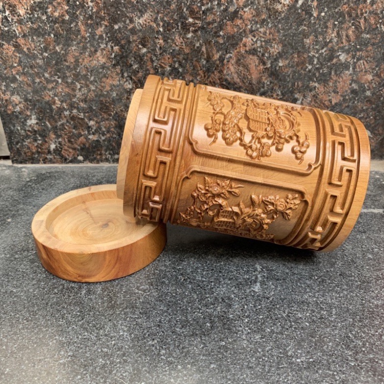Hộp đựng chè đục tứ quý gỗ