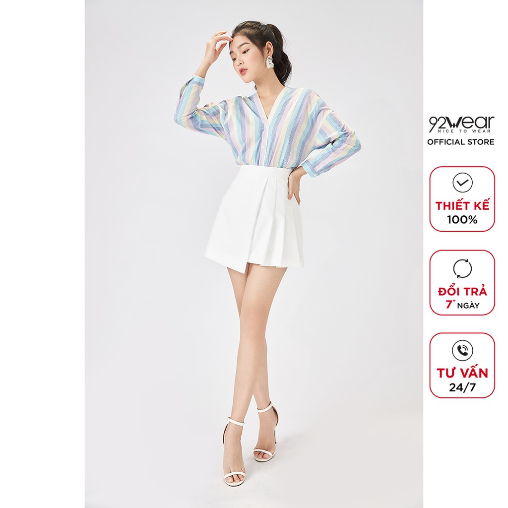 Chân váy ngắn xếp ly 1 bên 92WEAR JBW1165 | BigBuy360 - bigbuy360.vn