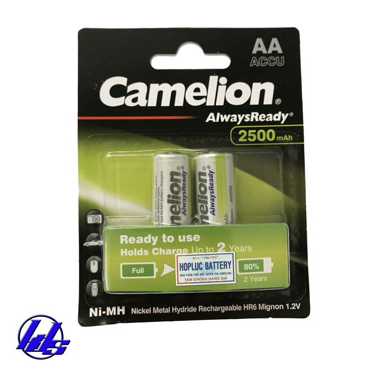 Pin sạc AA Camelion NH-2500ARBP2 Alwaysready Preminum 2500mAh  - Vỉ 2 viên