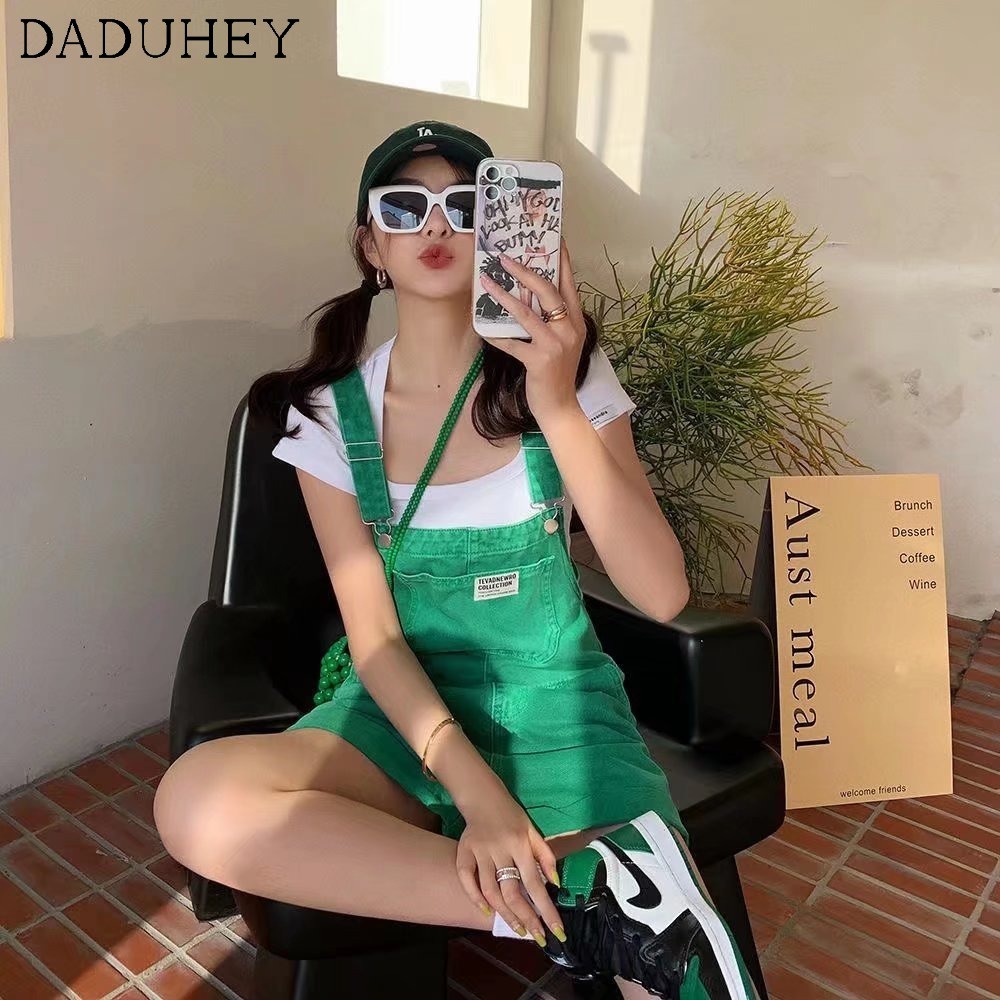 Quần yếm Daduhey thời trang hè 2022 màu xanh lá dáng rộng thoải mái dành cho nữ