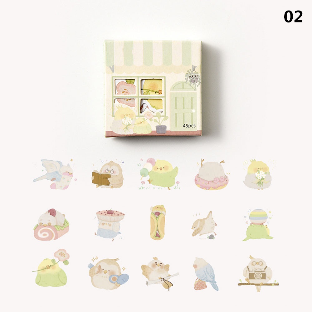 Bộ 45 Miếng Dán Trang Trí Hình Mèo / Gấu Hoạt Hình Sáng Tạo
