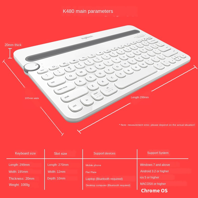 Bàn Phím Bluetooth Không Dây Logitech K480 Nhiều Màu Sắc Cho Android Mac Apple Iphone Ipad Laptop