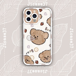 Ốp lưng iphone và samsung xiaomi oppo cạnh vuông Jicase họa tiết gấu cute 
