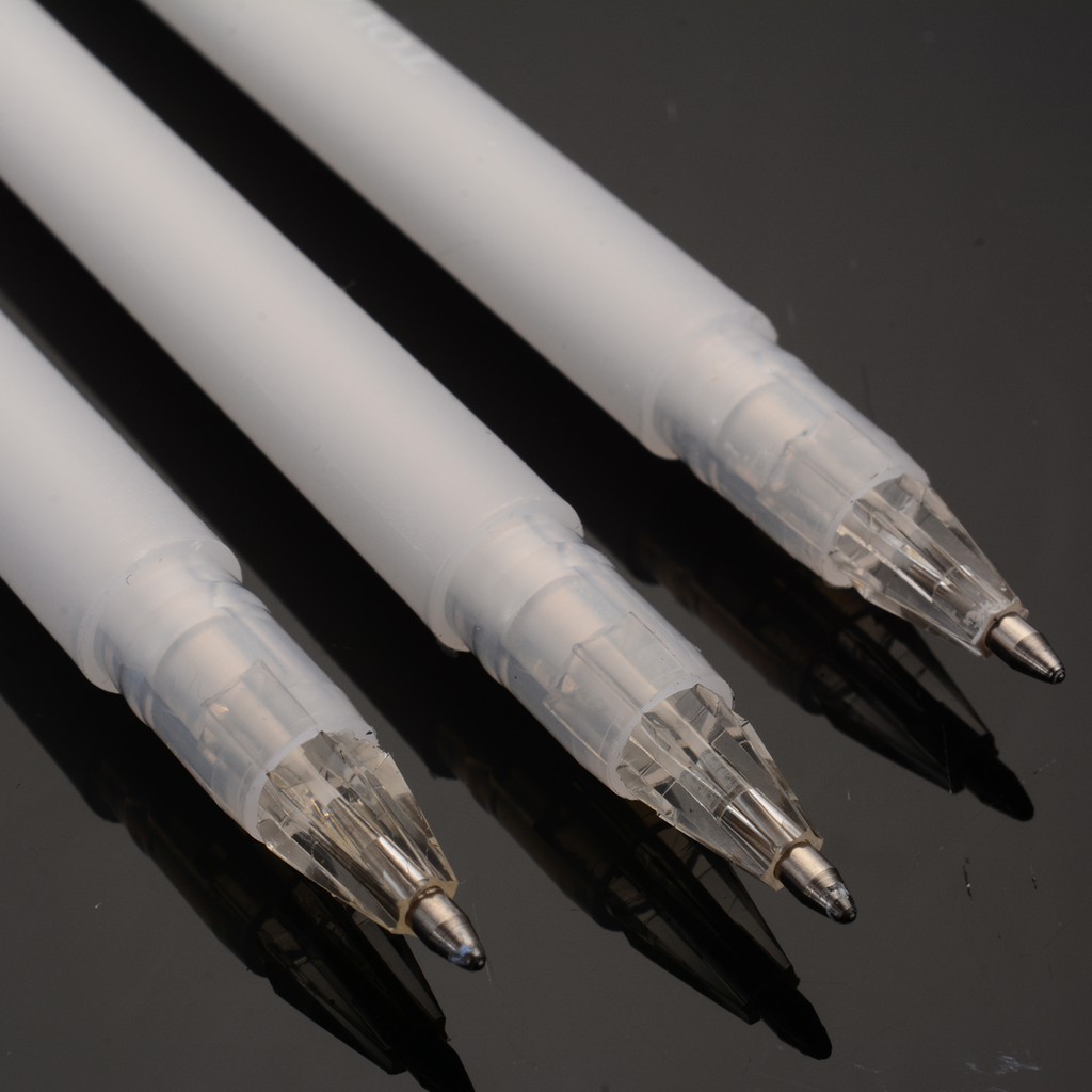 3 Cây Bút Mực Gel Ngòi 0.8mm In Hình Màu Trắng
