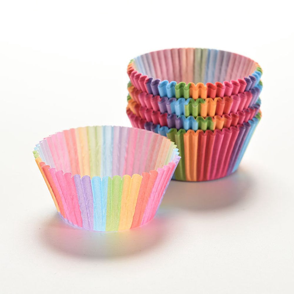 100pcs Rainbow Color Cupcake Liner Cupcake Paper Baking Cup  Cake Mold box Cup Tray Decor Tools