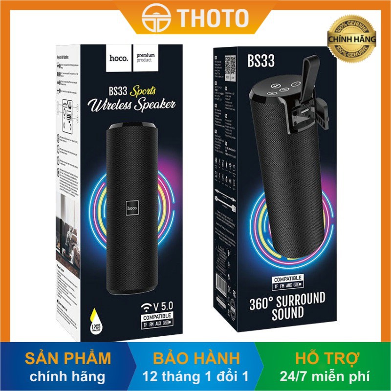 [Thoto Shop] Loa mini không dây di động bluetooth v5.0 HOCO BS33 Sport âm thanh vòng 360 độ - hàng chính hãng