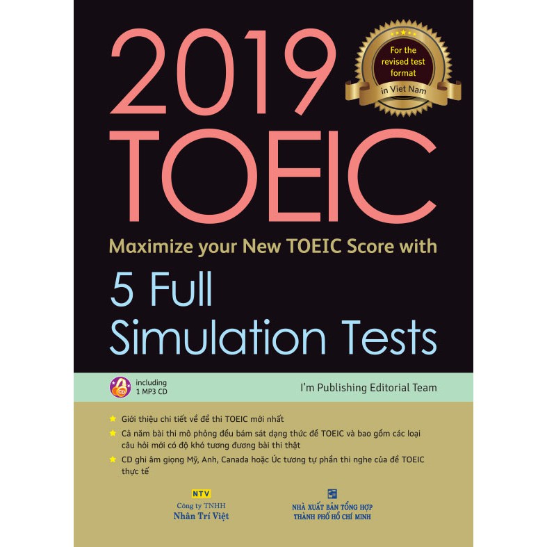 Sách - 2019 TOEIC - Maximize your New TOEIC Score with 5 Full Simulation Tests (kèm CD)