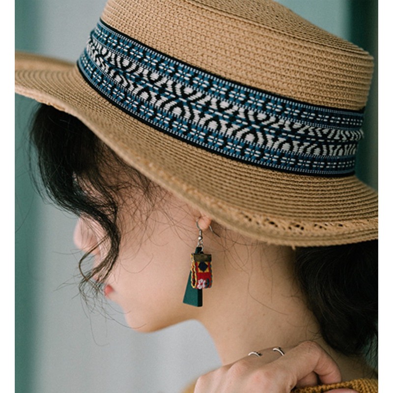 Mũ ngắn vành bohochic hoạ tiết độc đáo phụ kiện du lịch vintage