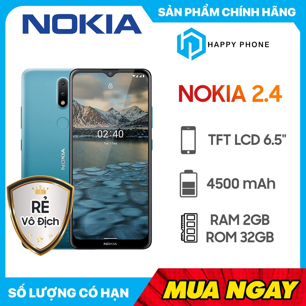 Điện thoại Nokia 2.4 (2GB/32GB) - Hàng chính hãng, Mới 100%, Bảo hành 12 tháng