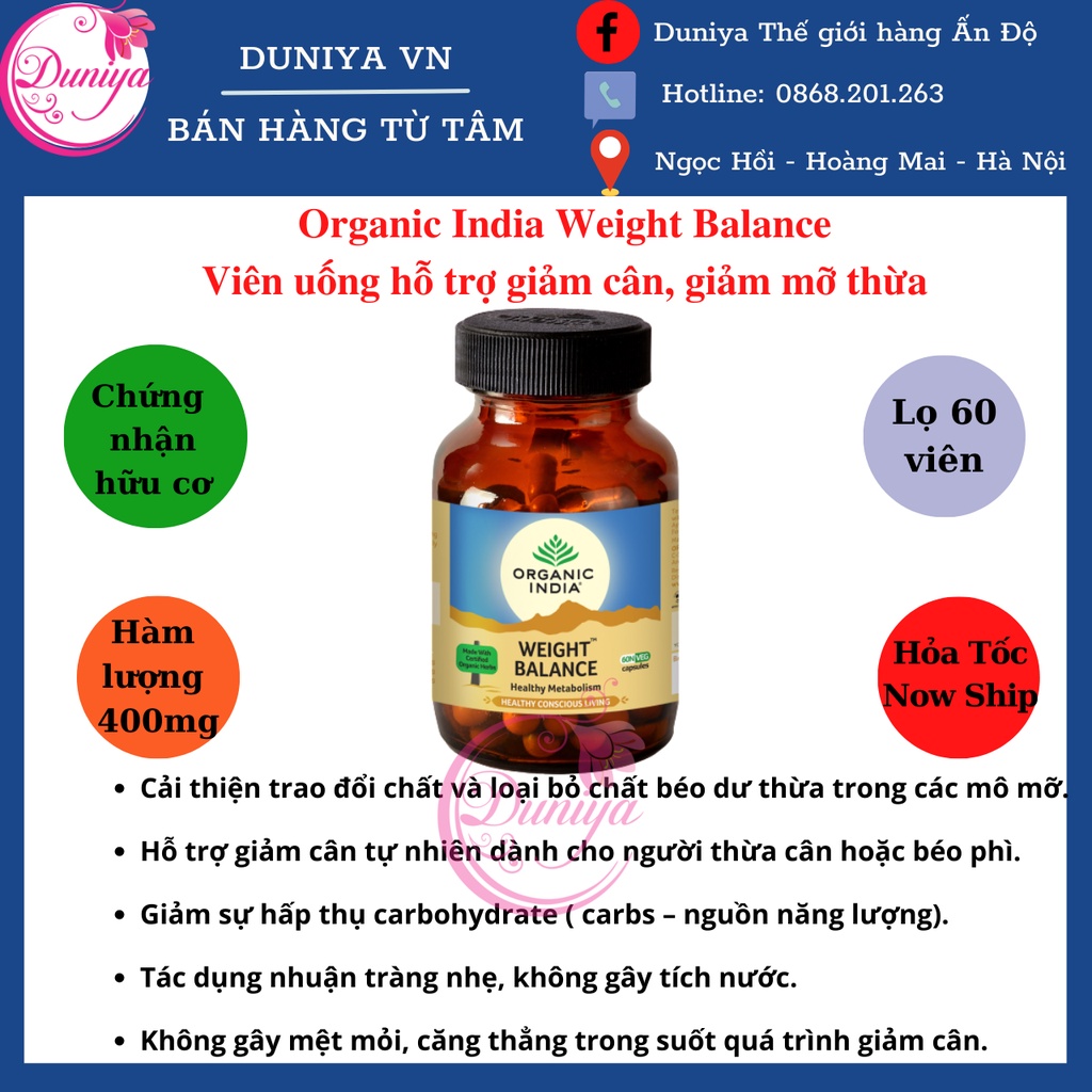 Viên uống hỗ trợ giảm cân Organic India Weight Balance