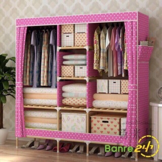 Tủ vải khung gỗ 3 buồng 8 ngăn siêu chắc gỗ bọc nhựa chống ẩm mốc