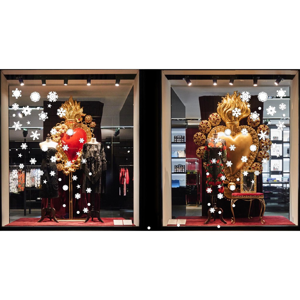 Bộ 50 stickers decal hoa tuyết trang trí dịp noel giáng sinh