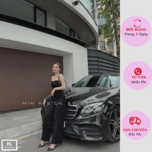 Set áo dập ly 2 dây nữ kèm quần suông ống rộng thanh lịch Hàn Quốc đồ đi biển
