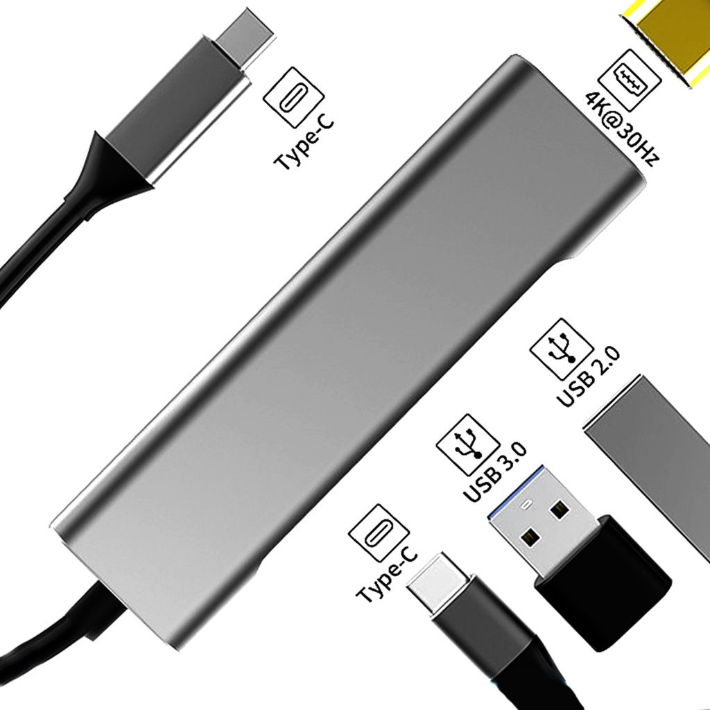Bộ chuyển đổi HUB 4 trong 1 chống nhiễu ổn định Type-c sang USB Type C HDMI
