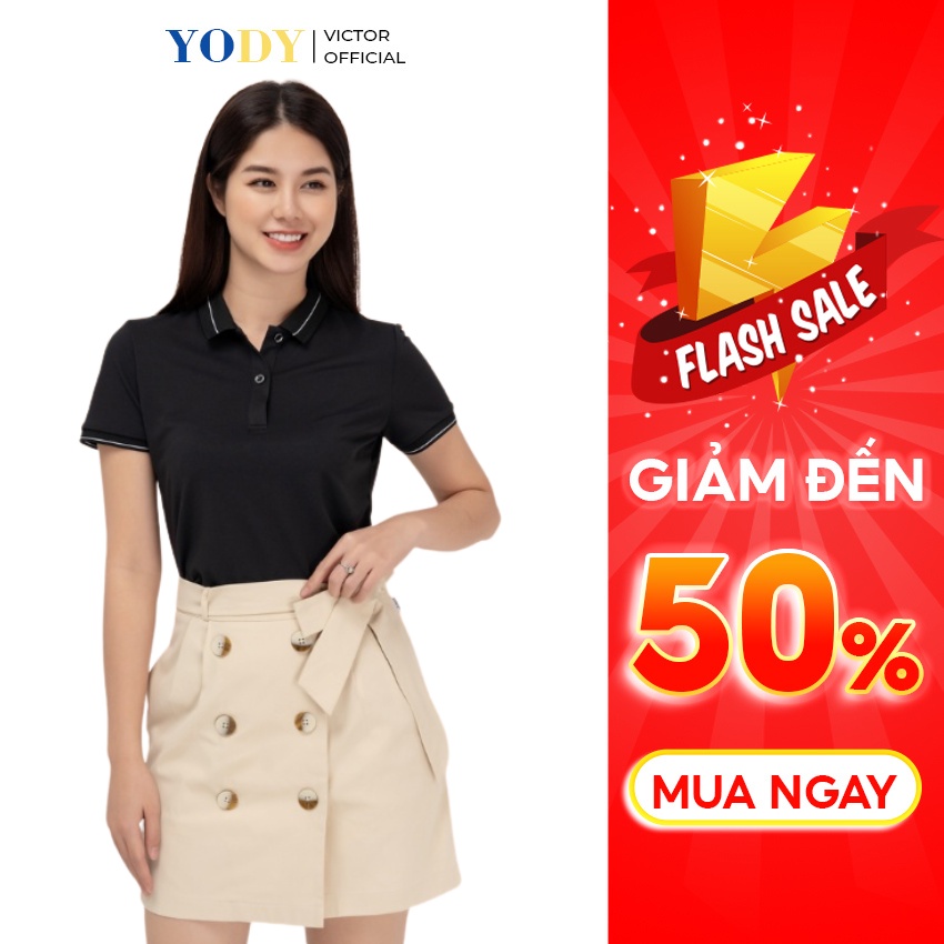 Áo Polo Nữ YODY Cafe Bo Kẻ Chất Liệu Thoáng Mát Năng Động Mùa Hè APN3890