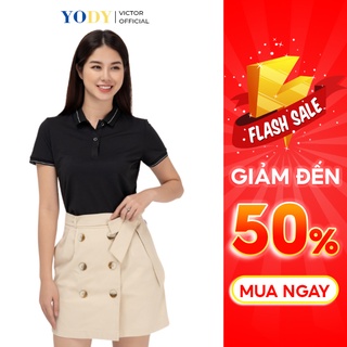 Áo Polo Nữ YODY Cafe Bo Kẻ Chất Liệu Thoáng Mát APN3890
