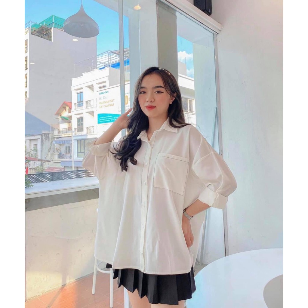 [ Mã WASTRUN4 giảm 10% tối đa 30K đơn 99K] Áo Sơ Mi Nữ Đẹp Trắng, Đen Viền Chỉ Form Rộng Kiểu Hàn Quốc LAVUSA | BigBuy360 - bigbuy360.vn