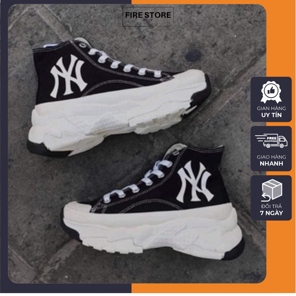 (ẢNH+VIDEO THẬT) Giày thể thao nữ MLB chunky NY cao cổ độn đế giày sneaker tăng chiều cao_firestore