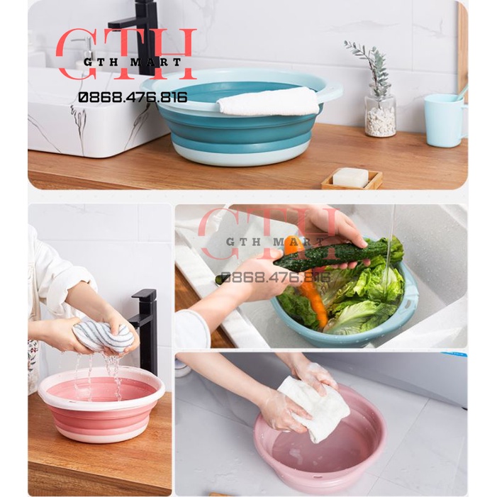 [Size lớn] Chậu rửa mặt gấp gọn  Silicone , chậu rửa đứng cho trẻ em -GTH MART