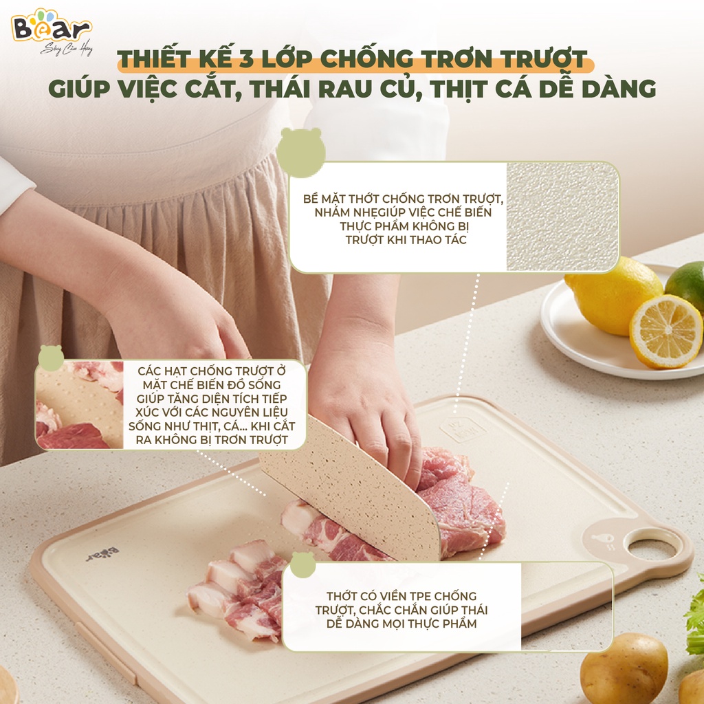 Thớt Bear cao cấp, kháng khuẩn, chất liệu an toàn CX-E0023