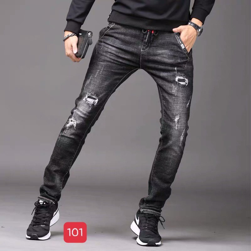 Quần jean nam đen rách cao cấp-chất bò co dãn 4 chiều-from chuẫn thời trang Lady-Hn Store88 o20