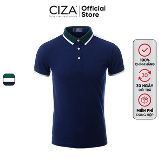 Áo phông polo nam thời trang cao cấp phối xanh viền trắng vải cotton thoáng mát thấm mồ hôi dáng slimfit CIZA APNS08