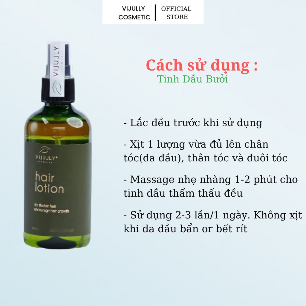 Tinh Dầu Bưởi Xịt Tóc Giúp Giảm Rụng,Dưỡng Tóc Nhanh Dài 3-5cm, Thiên Nhiên,100ml