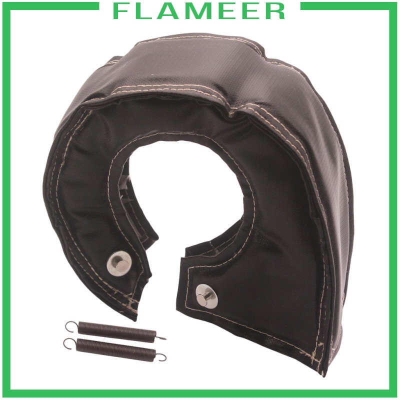 [FLAMEER] Fiber T6 Turbo Charger BLANKET heat shield cover BLACK  , w/ 2 Springs