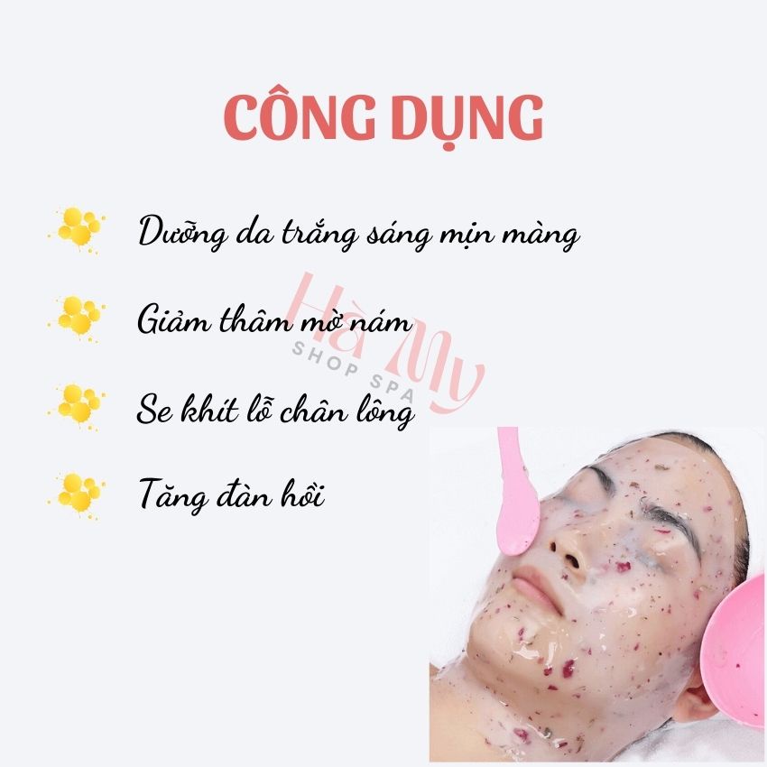 Mask Bột Mặt Nạ Dẻo Hoa Hồng Collagen Trắng Sáng, Mờ Thâm, Giảm Nám 100/500g