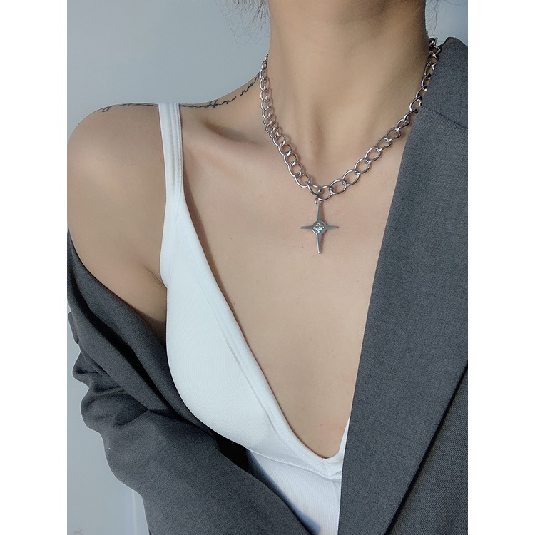 Vòng cổ Mặt Thánh Giá Bằng Titan Thời Trang Đường Phố Cho Nam Và Nữ