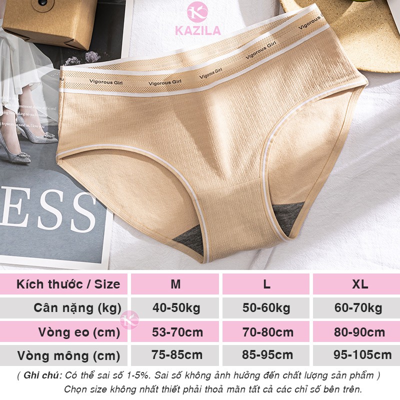 Quần lót nữ cotton cao cấp tân cổ điển Vigorou Girl, quần chip nữ kháng khuẩn co giãn siêu thấm Kazila QLH56 | BigBuy360 - bigbuy360.vn