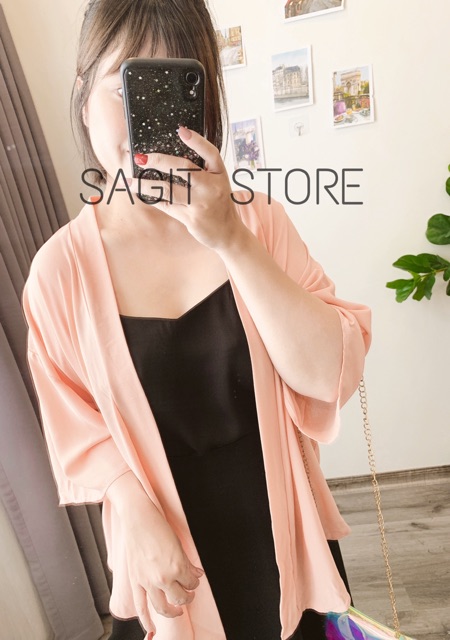 ÁO KHOÁC KIMONO MÀU TRƠN PHOM RỘNG freesize đến 80kg