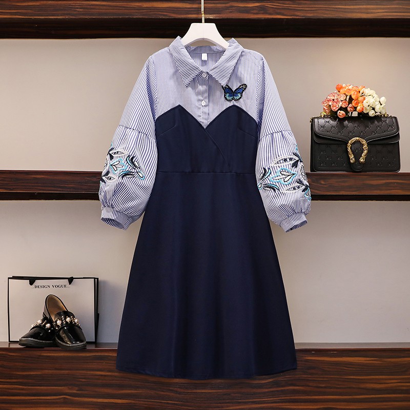 💚ORDER💚🎀FREESHIP🎀  Váy Sơ Mi Bigsize Thêu Bướm Tay Bồng Cách Điệu Trẻ Trung 🌸Hàng Quảng Châu