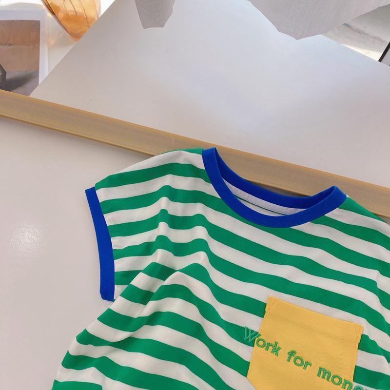[Babycat] Hàng Có Sẵn Áo Thun Tay Ngắn Kẻ Sọc Phong Cách Hàn Nhật Hàn Quốc Thời Trang Mùa Hè Hàng Mới Dành Cho Trẻ Em